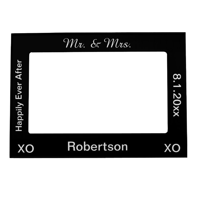 Mr. & Mrs. Black Silver Magnetic Photo Frame (Front)