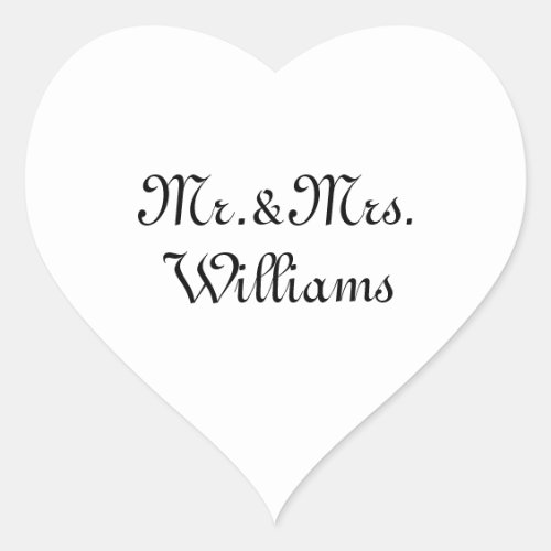 Mr  Mrs black white custom script name elegant Heart Sticker