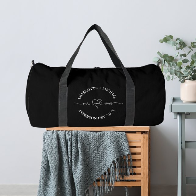 Mr mrs black white newlyweds duffle bag (Creator Uploaded)