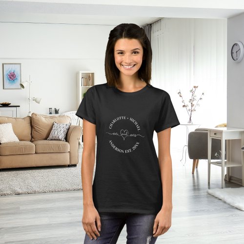 Mr mrs black white newlyweds names T_Shirt