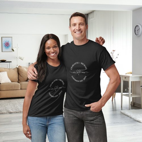 Mr mrs black white newlyweds names T_Shirt