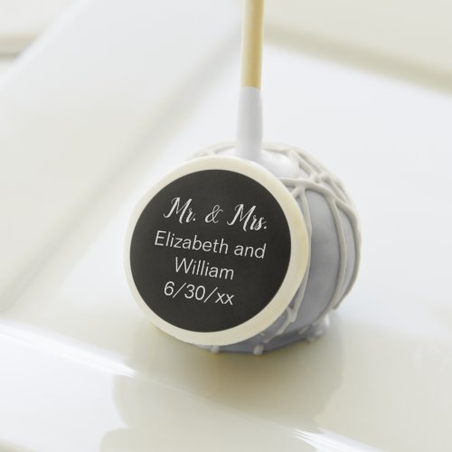 Mr  Mrs Black White Script Bride Groom Names Cake Pops