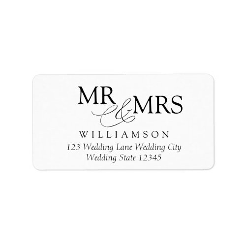 Mr  Mrs Black White Typography Return Address Label