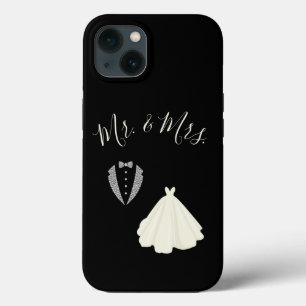 Mr Mrs Black White Wedding iPhone 13 Case