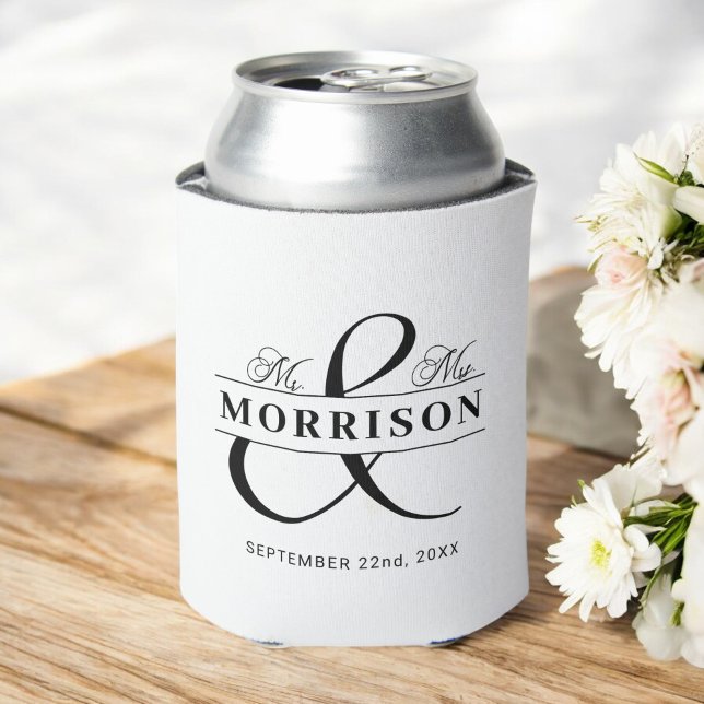  Mr Mrs Black White Wedding Favor Can Cooler (Creator Uploaded)