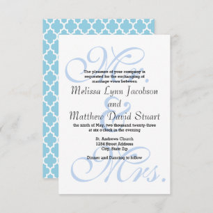 Mr. & Mrs. Blue - 3x5 Wedding Invitation