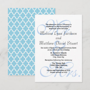 Mr. & Mrs. Blue-3x5 Wedding & Reception Invitation