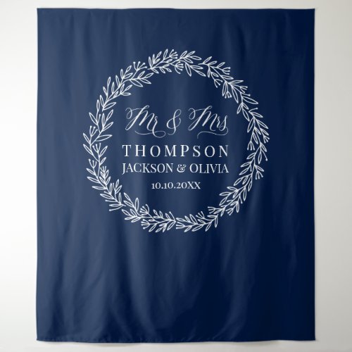 Mr  Mrs Blue elegant wedding banner Tapestry