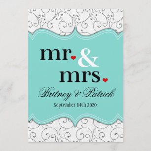 Mr & Mrs Blue Wedding Invitations