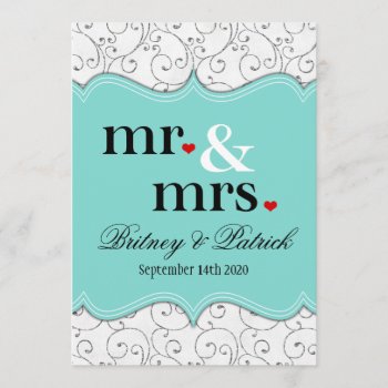 Mr & Mrs Blue Wedding Invitations by natureprints at Zazzle