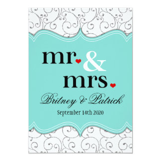 Mr & Mrs Blue Wedding Invitations