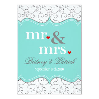 Mr & Mrs Blue Wedding Invitations