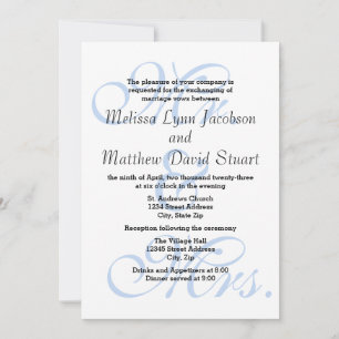 Mr. & Mrs. Blue - Wedding & Reception Invitation