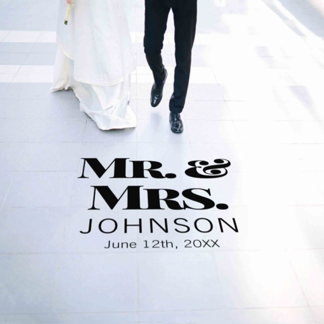 Mr Mrs Bold Calligraphy Custom Wedding Reception Floor Decals (Wedding)
