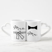 Mr. & Mrs. Bow Tie & Bow Coffee Mug Set (Back Nesting)