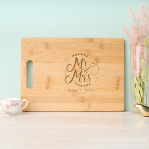 Mr. & Mrs. Bridal Shower Wedding Gift  Engraved Cutting Board