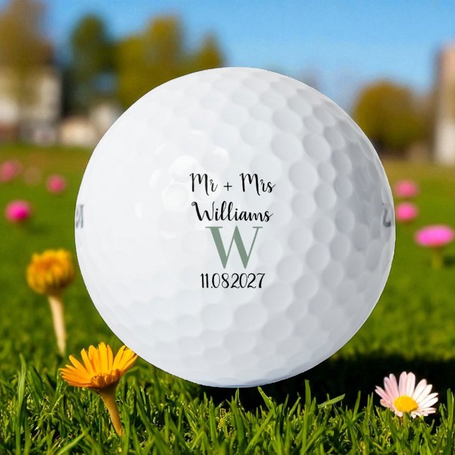 Mr & Mrs Bride and Groom Golfer Name Weddings  Golf Balls (Creator Uploaded)
