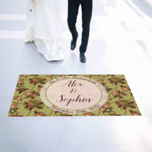 Mr & Mrs Bride & Groom Date Orange Floral Floor Decals