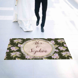 Mr & Mrs Bride & Groom Date Purple Floral Floor Decals
