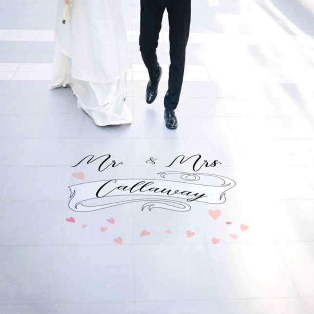 Mr & Mrs Bride Groom for the Newlyweds  Floor Deca Floor Decals (Wedding)