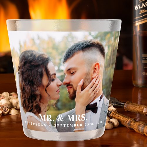 Mr  Mrs Bride Groom Photo Name Date Wedding Shot Glass
