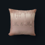 Mr. & Mrs Bronze Glitter Wedding Keepsake Elegant Throw Pillow<br><div class="desc">Beautiful bronze satin-look glitter "Mr. & Mrs."I love you" pillow.  How pretty this would be on a bed or chase lounge in a bedroom.  One side is for the new Mr. and Mrs.  The other side has “I Love You” typography.</div>