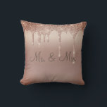 Mr. & Mrs Bronze Glitter Wedding Keepsake Elegant Throw Pillow<br><div class="desc">Beautiful bronze satin-look glitter "Mr. & Mrs."I love you" pillow.  How pretty this would be on a bed or chase lounge in a bedroom.  One side is for the new Mr. and Mrs.  The other side has “I Love You” typography.</div>