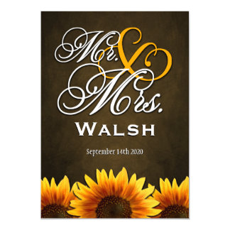 Mr & Mrs Brown Sunflower Wedding Invitations