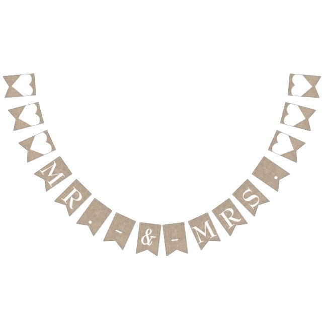 Mr. & Mrs. Burlap Wedding Bridal Shower Engagement Bunting Flags (All)