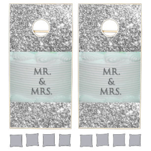 Mr. & Mrs. Cake and Glitter Cornhole Set