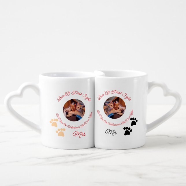  Mr & Mrs Cat Two Photo Love Specialty Mug (Front Nesting)