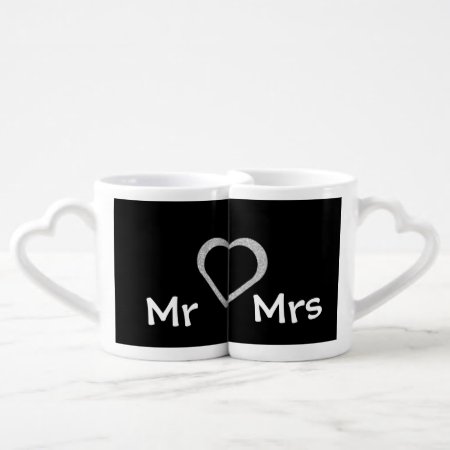 Mr & Mrs Chalkboard Heart Honeymoon Mugs