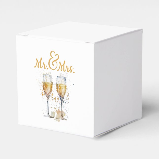 Mr. Mrs. Champagne Celebration Favor Boxes (Front Side)