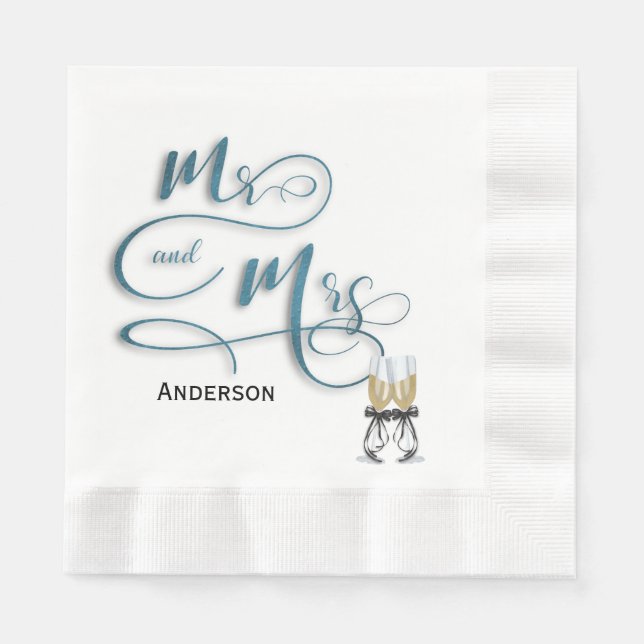 Mr & Mrs. champagne toast Napkins (Front)