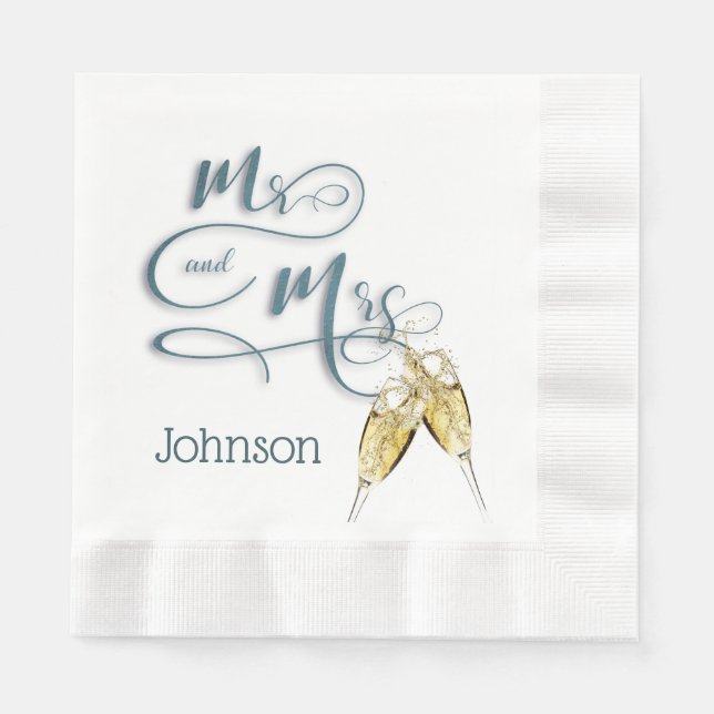 Mr & Mrs. Champagne Toast  Napkins (Front)