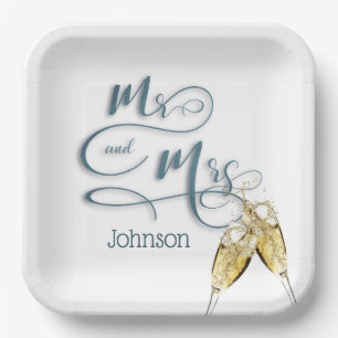 Mr & Mrs. Champagne Toast   Paper Plates