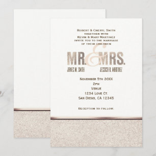 Mr. & Mrs. Champange Sparkle Wedding Invitation