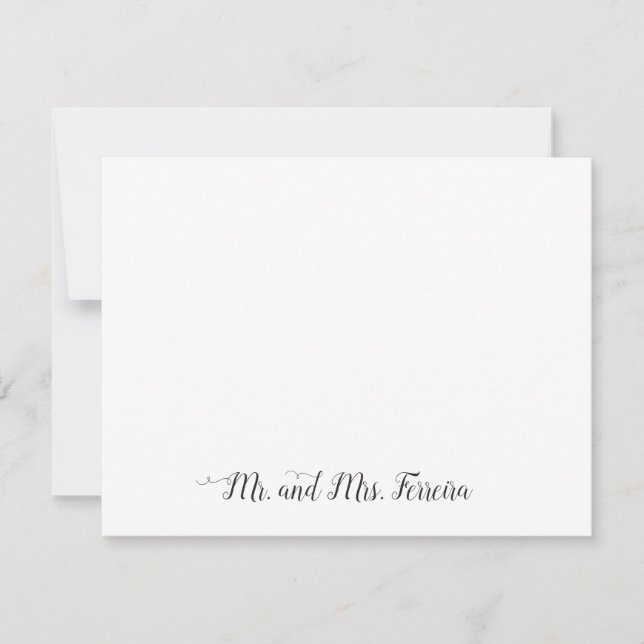 Mr Mrs Chic Blush Pink Couple Newlywed Polka Dot Note Card (Front)