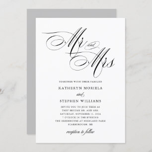 Mr & Mrs Classic Calligraphy Wedding Invitation