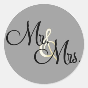 Mr. & Mrs. Classic Round Sticker