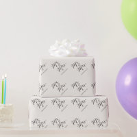 Mr & Mrs Classic Script Calligraphy Name Wedding Wrapping Paper