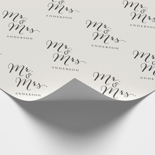 Mr & Mrs Classic Script Calligraphy Name Wedding Wrapping Paper ...