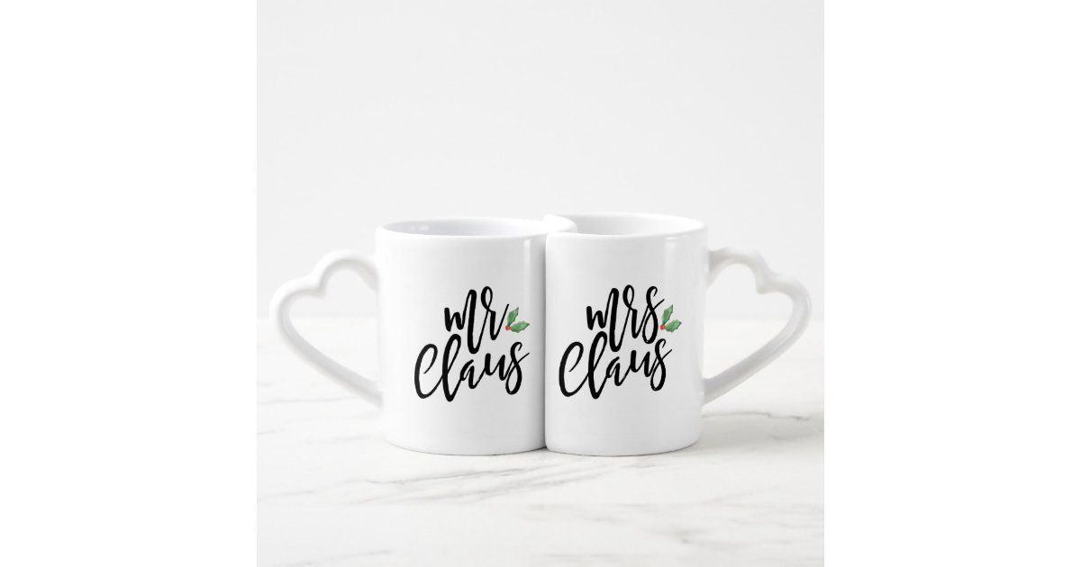 Mr Mrs Claus Black Script W Holly Couples Mug Zazzle Com