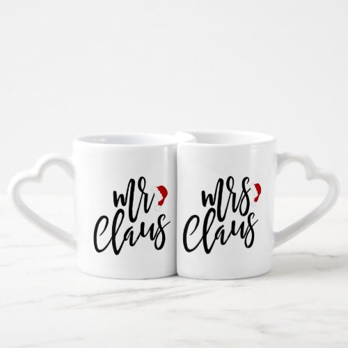 Mr  Mrs Claus Black Script With Hat Couples Mug