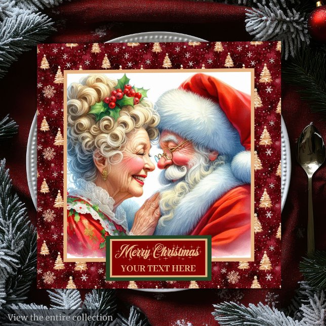 Mr. & Mrs. Claus Christmas Napkins Red Gold (Mr. & Mrs. Claus Christmas Napkins Red Gold)