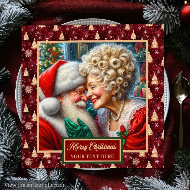 Mr. & Mrs. Claus Holiday Napkins Red Gold Green (Mr. & Mrs. Claus Holiday Napkins Red Gold Green)