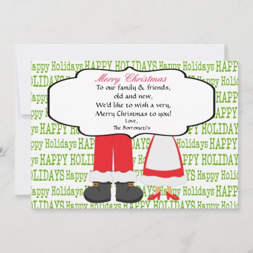 Mr  Mrs Claus Jolly Feet Christmas Card