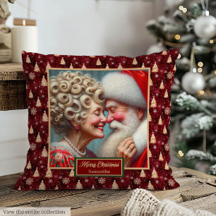 Mr & Mrs Claus Pillow Custom Watercolor Holiday
