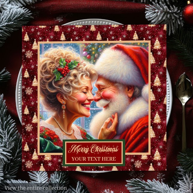 Mr. & Mrs. Claus Red Gold Green Napkins (Mr. & Mrs. Claus Red Gold Green Napkins)