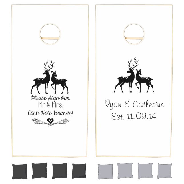 Mr. & Mrs. Cornhole Boards- Customize names/date Cornhole Set (Set)